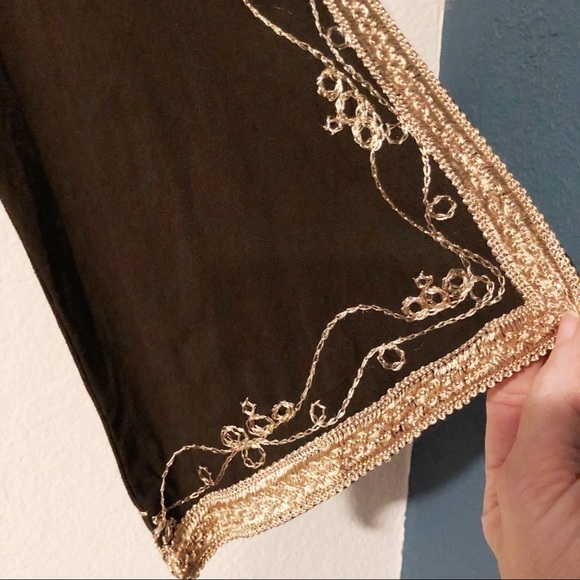 Emma Caine brown metallic gold trim tunic blouse - Picture 8 of 16